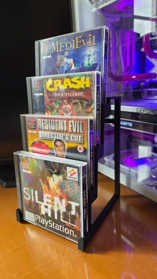 Soporte expositor juegos 4 juegos PS1
