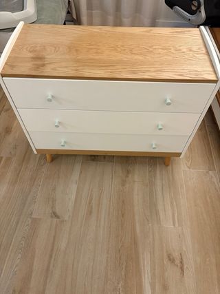Cómoda Nórdica 3 Cajones Blanca y Madera