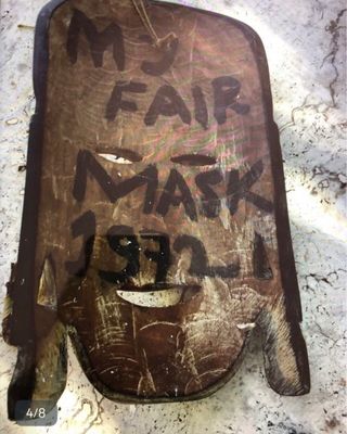 Maschera tribale legno vintage 1972