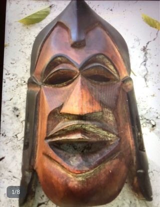 Maschera tribale legno vintage 1972