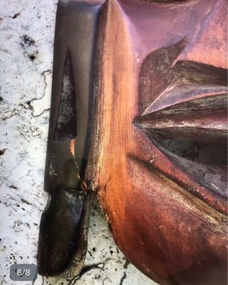 Maschera tribale legno vintage 1972