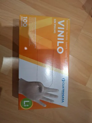 Guantes de Vinilo Desechables CUATROGASA Talla L y