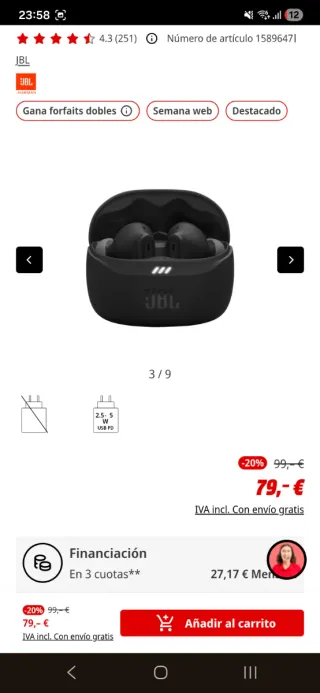 Auriculares Inalámbricos JBL Tune Beam Azul