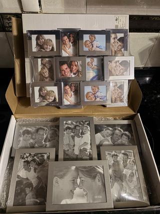 Lote de 12 portafotos plateados