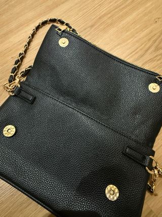 Bolso Negro Plegable Cadena Dorada
