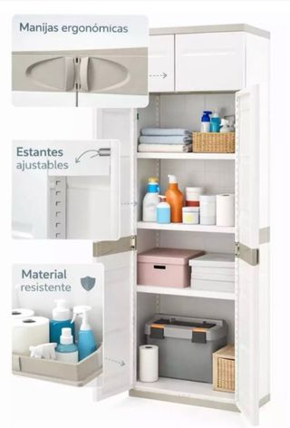 Armario 2 puertas 4 baldas beige