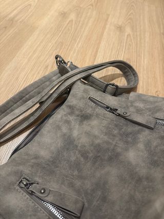 Bolso Gris Marrón Cremalleras