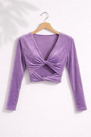 Top Terciopelo Morado Manga Larga