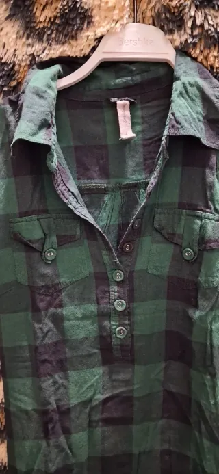 Vestido camisero verde y negro Talla S