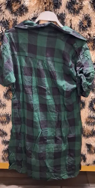 Vestido camisero verde y negro Talla S