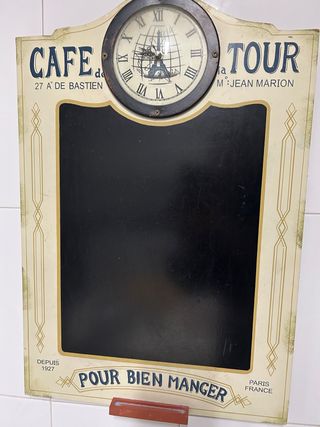 Pizarra Café de Tour con Reloj