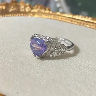 Anillo de acero inoxidable con Amatista natural