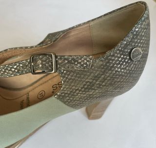 Zapatos No Stress Talla 37 Verde/Plata