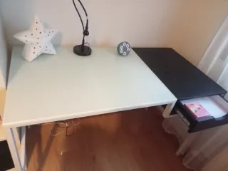 Escritorio cristal y aluminio grande 120*60*75