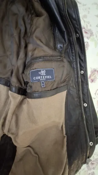 Chaquetón de cuero marrón hombre