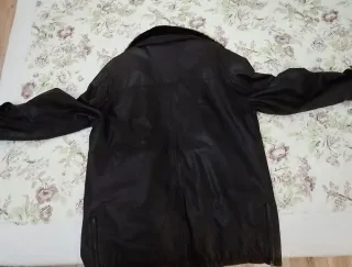 Chaquetón de cuero marrón hombre
