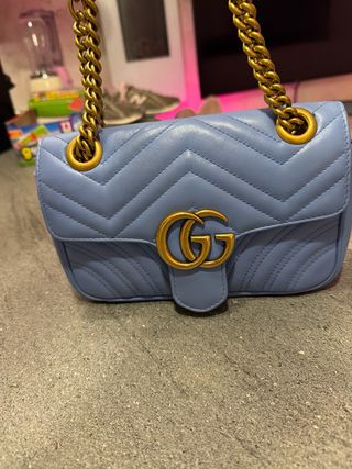 Borsa Gucci originale blu e oro