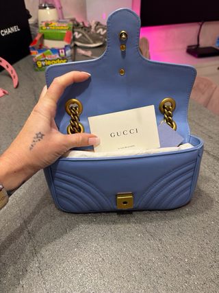 Borsa Gucci originale blu e oro