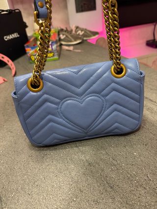 Borsa Gucci originale blu e oro