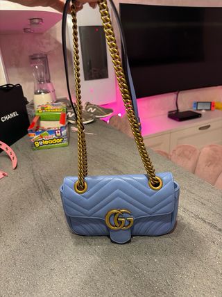 Borsa Gucci originale blu e oro