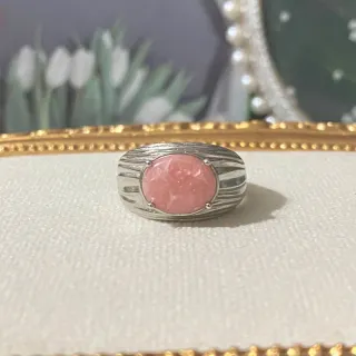 Anillo de acero inoxidable con Rodocrosita natural