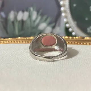 Anillo de acero inoxidable con Rodocrosita natural