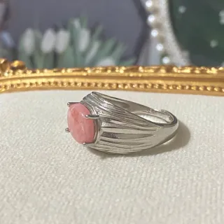 Anillo de acero inoxidable con Rodocrosita natural