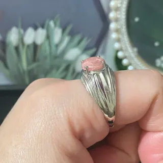 Anillo de acero inoxidable con Rodocrosita natural