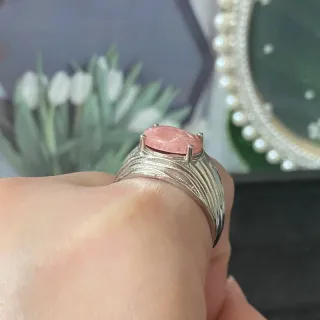 Anillo de acero inoxidable con Rodocrosita natural