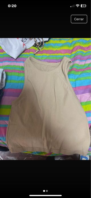 Top corto beige
