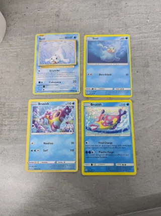 Lote de 4 Cartas Pokémon: Seel y Bruxish