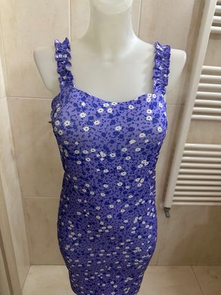 Abito donna floreale viola e bianco