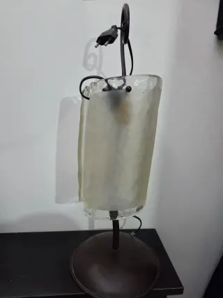 Lampada design ferro battuto e vetro