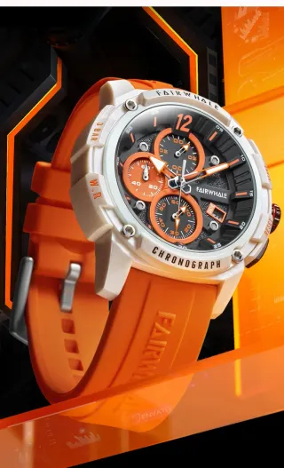 Reloj Fairwhale Cronógrafo Naranja/Plata