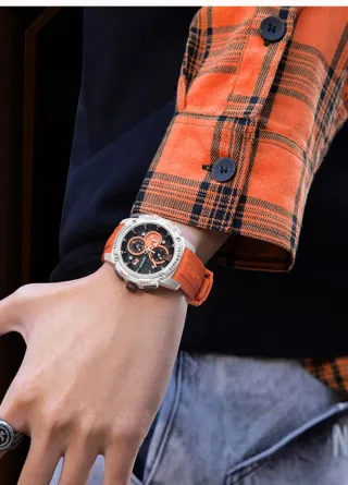 Reloj Fairwhale Cronógrafo Naranja/Plata