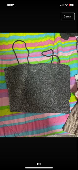 Top plateado brillante