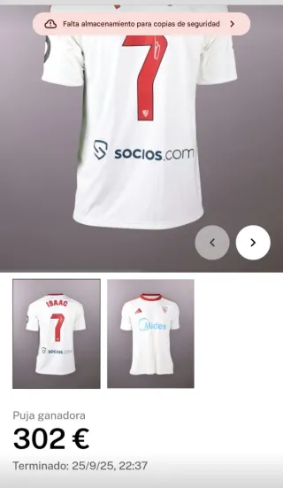 Camiseta Sevilla FC Adidas Midea Talla M Isaac fir