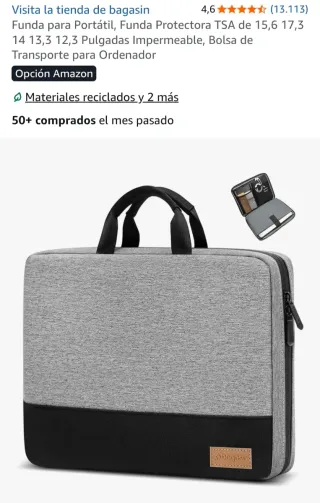 Funda maletín portátil gris y negro