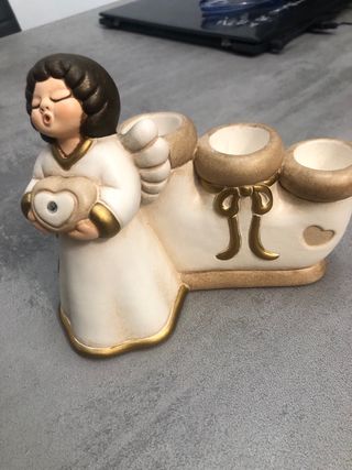 Angioletto portacandele in ceramica