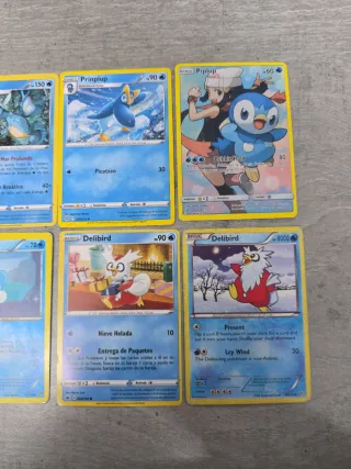 Lote 8 Cartas Pokémon Prinplup, Delibird, Piplup