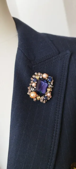 Spilla Ciondolo metallo Antichizzata Blu