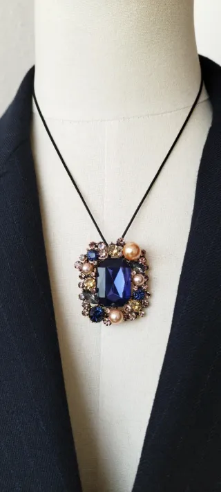 Spilla Ciondolo metallo Antichizzata Blu