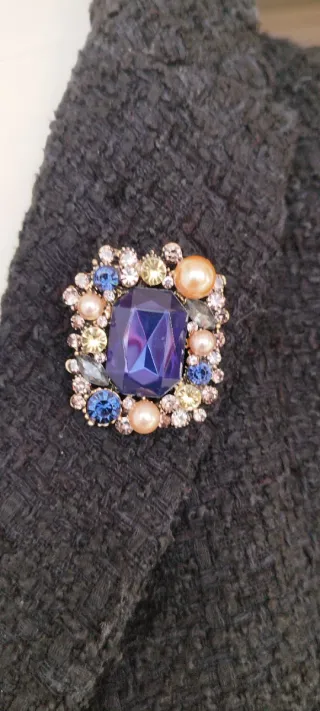 Spilla Ciondolo metallo Antichizzata Blu