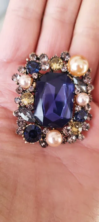 Spilla Ciondolo metallo Antichizzata Blu