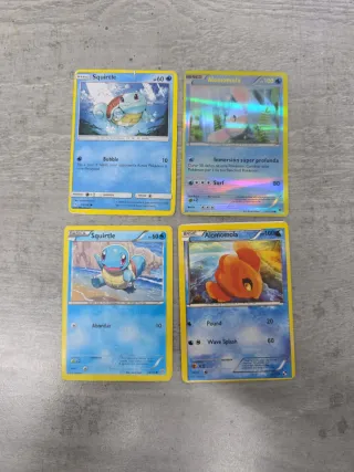 Pack 4 Cartas Pokémon Squirtle y alomomola holo