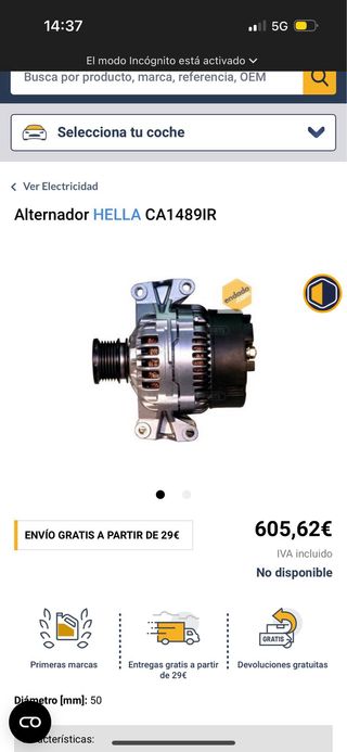 Alternador Stardax 12V 90A CA1489IR