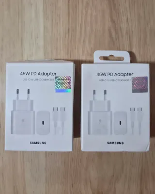 Cargador Samsung 45W PD con cable USB-C a USB-C.