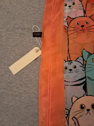 Pañuelo de seda estampado gatos multicolor