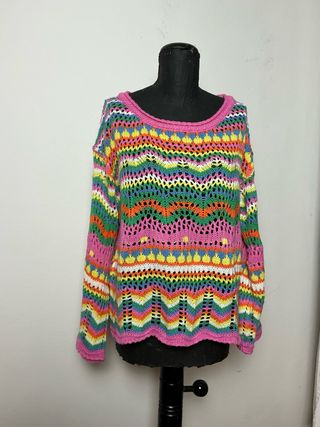 Maglia traforata arcobaleno taglia unica