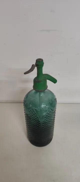 Botella sifón antigua verde